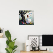 Märcheninspirierte Fee und fantastischer Baum Poster (Heimbüro)