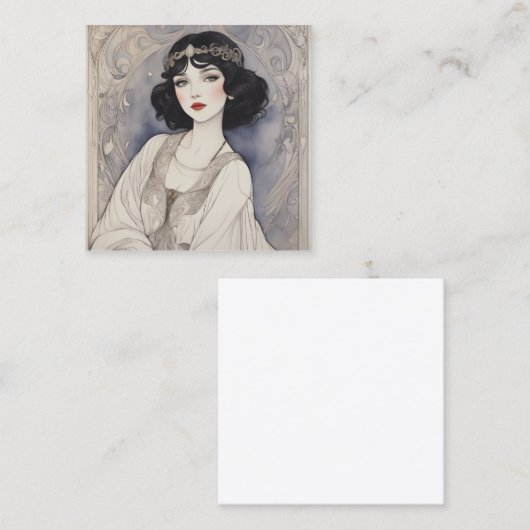 MärchenJugendstil Quadratische Visitenkarte (Vorne/Hinten)
