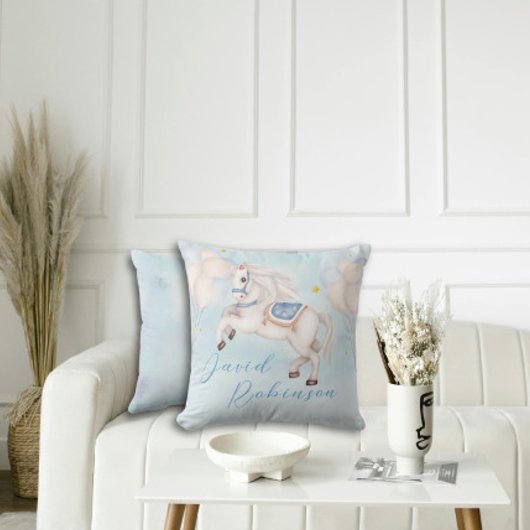 Märchenjunge Pony Blue Ballons Stars Kissen