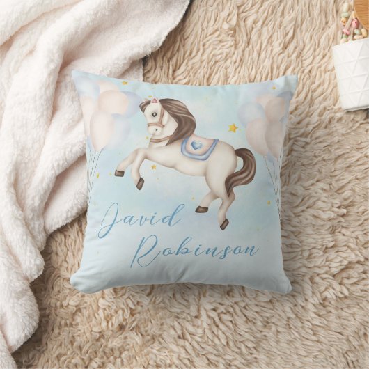 Märchenjunge Pony Blue Ballons Stars Kissen (Decke)