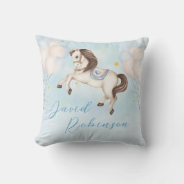 Märchenjunge Pony Blue Ballons Stars Kissen