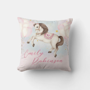 Märchenjunge Pony Rosa Ballons Stars Kissen