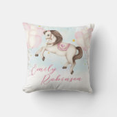 Märchenjunge Pony Rosa Ballons Stars Kissen (Vorderseite)