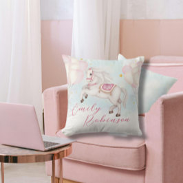 Märchenjunge Pony Rosa Ballons Stars Kissen