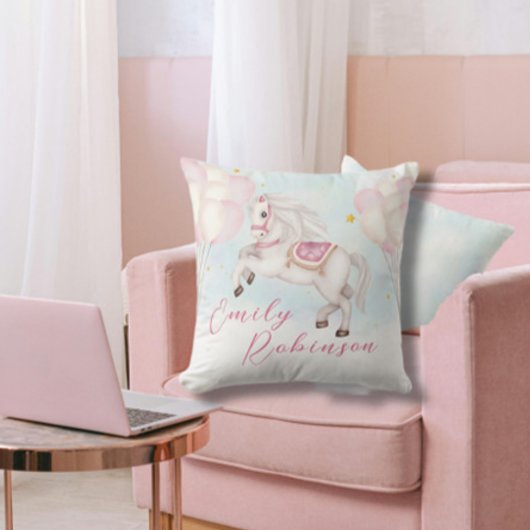 Märchenjunge Pony Rosa Ballons Stars Kissen