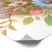 Märchenjunge und pastellfarbene Blume Aquarell Poster (Ecke)