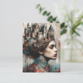 Märchenkönigin mit Burgen und Krone Postkarte (Stehend Vorderseite)