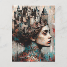 Märchenkönigin mit Burgen und Krone Postkarte