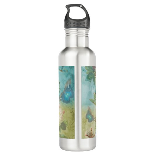 Märchenland - Alice im Wunderland-Collage Edelstahlflasche (Rückseite)