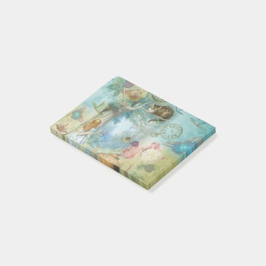 Märchenland - Alice im Wunderland-Collage Post-it Klebezettel (angewinkelt)