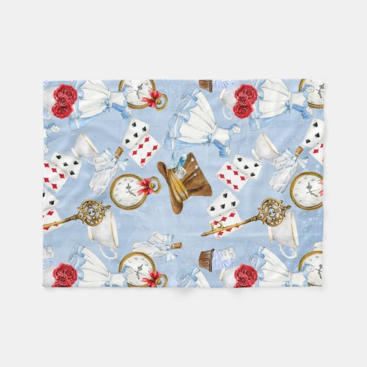 Märchenland-Alice-Muster Fleecedecke (Vorderseite (Horizontal))