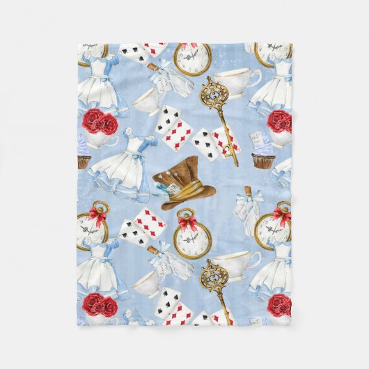 Märchenland-Alice-Muster Fleecedecke (Vorderseite)