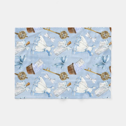 Märchenland-Alice-Muster Fleecedecke (Vorderseite (Horizontal))