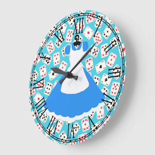 Märchenland-Alice-Muster Große Wanduhr (Winkel)