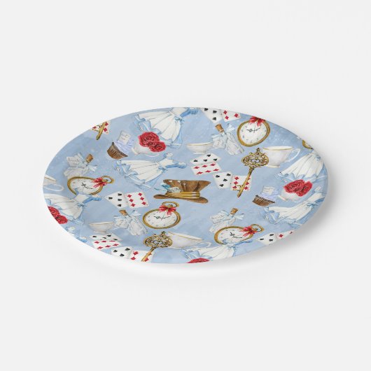 Märchenland-Alice-Muster Pappteller (Schrägansicht)