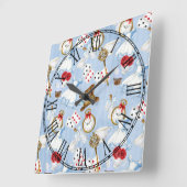 Märchenland-Alice-Muster Quadratische Wanduhr (Winkel)