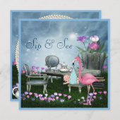 Märchenland-Flamingo-Schlückchen u. sehen Einladung (Vorne/Hinten)