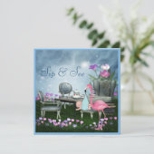 Märchenland-Flamingo-Schlückchen u. sehen Einladung (Stehend Vorderseite)