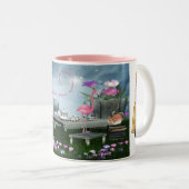 Märchenland-Flamingo-u. Cheshire-Katzen-Tee-Party Zweifarbige Tasse (VorderseiteRechts)