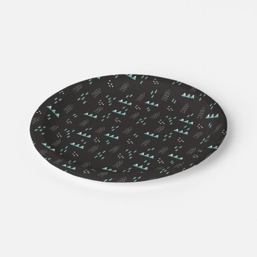 Märchenland-geometrisches Nachtmuster Pappteller (Schrägansicht)