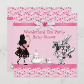 Märchenland-Tee-Party-Rosa-Flamingo-Baby-Dusche Einladung (Vorne/Hinten)