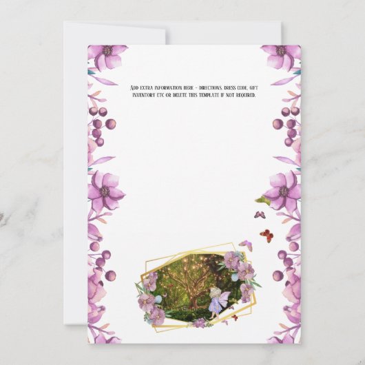 Märchenmagie bezauberter Kamingartenschmetterling Einladung (Rückseite)