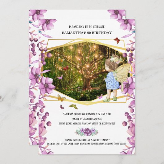 Märchenmagie bezauberter Kamingartenschmetterling Einladung (Vorne/Hinten)