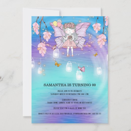 Märchenmagie Geburtstagsleder Einladung (Vorderseite)