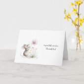 Märchenmaus pflückt eine rosa Blume Karte (Gelbe Blume)