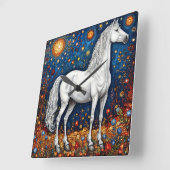 Märchenpferd Quadratische Wanduhr (Winkel)