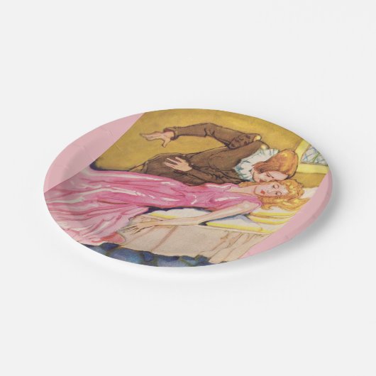 Märchenprinz, der Schneewittchen küsst Pappteller (Schrägansicht)