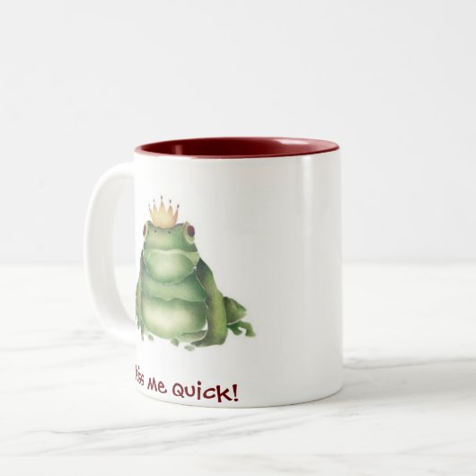 Märchenprinz-Frosch, küssen mich schnell! Zweifarbige Tasse (Vorderseite Links)
