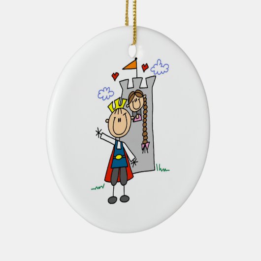 Märchenprinz-Rettungs-Prinzessin Keramik Ornament (Rechts)