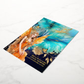 Märchenprinzessin aquamarin orange-mythisches Märc Folieneinladung (Gedreht)