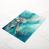 Märchenprinzessin aquamarines Gold Folieneinladung (Gedreht)