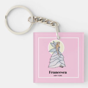 Märchenprinzessin Blütenkleid Modeillustration Schlüsselanhänger