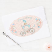Märchenprinzessin Carriage Rose Blush Ivora Aqua Ovaler Aufkleber (Umschlag)