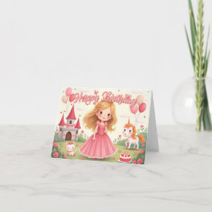 Märchenprinzessin Geburtstag in einem rosa Traum Karte