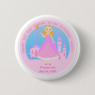Märchenprinzessin in Pink-Birthaday-Party Button