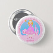 Märchenprinzessin in Pink-Birthaday-Party Button (Vorne & Hinten)