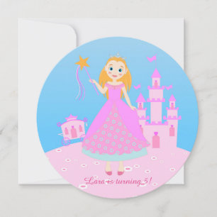 Märchenprinzessin in Pink-Birthaday-Party Einladung