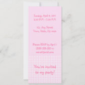 Märchenprinzessin in Pink-Birthaday-Party Einladung (Rückseite)