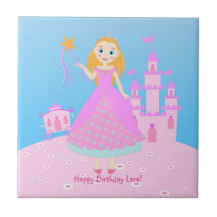 Märchenprinzessin in Pink-Birthaday-Party Fliese