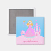 Märchenprinzessin in Pink-Birthaday-Party Magnet (Vorderseite/Rückseite)
