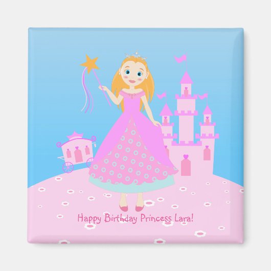 Märchenprinzessin in Pink-Birthaday-Party Magnet (Vorne)