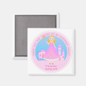 Märchenprinzessin in Pink-Birthaday-Party Magnet (Vorderseite/Rückseite)