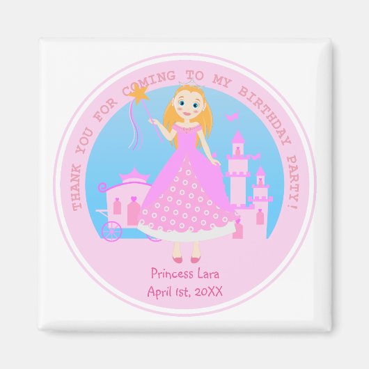 Märchenprinzessin in Pink-Birthaday-Party Magnet (Vorne)