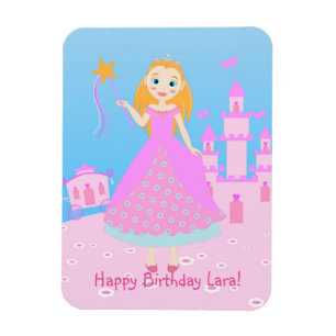 Märchenprinzessin in Pink-Birthaday-Party Magnet