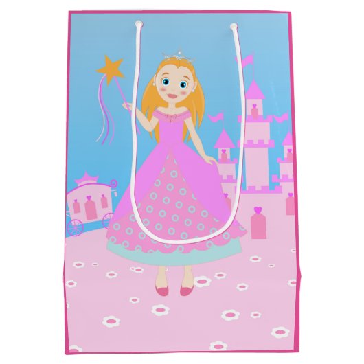 Märchenprinzessin in Pink-Birthaday-Party Mittlere Geschenktüte (Rückseite)