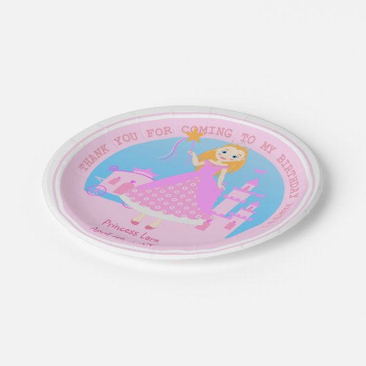Märchenprinzessin in Pink-Birthaday-Party Pappteller (Schrägansicht)